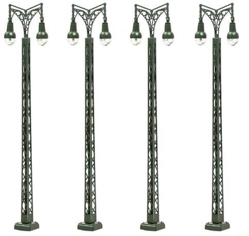 4 Stück Modelleisenbahnleuchten Gittermastlicht N-Spur Licht Layout Modell Bahn Lampe Led Leuchte Strassenlampen Gitter Mast Light
