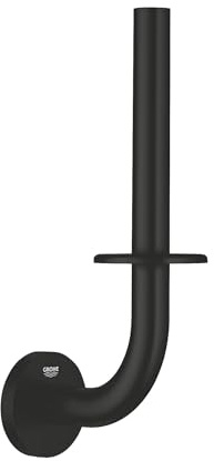 GROHE Start QuickFix Spare Toilet Roll Holder (Metal, Wall Mounted Concealed Fastening, Including Screws and Dowels, Extra Easy to Fit QuickGlue), Size 232 mm, Matt Black, 411862430