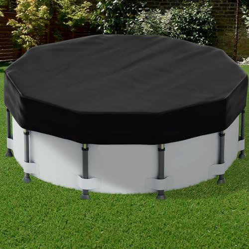 SAFANA 15FT Winter Pool Covers for Above Ground Pools, Round Swimming Pool Cover [Upgrade 420D Thicker] Protective Leaf Cover with Reflective Strip, Tear Resistant Durability, UV Resistance, Black