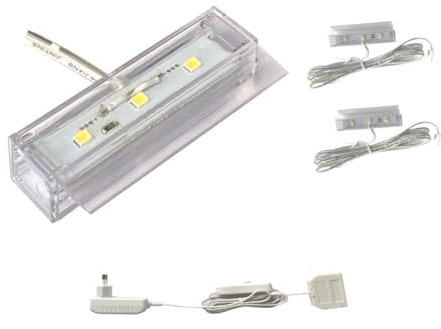 ACCE Illuminazione da pavimento in vetro a LED, illuminazione di bordo in vetro, illuminazione per vetrina, illuminazione per scaffali, 2D o 3D in kit,colore della luce bianco caldo, alimentazione