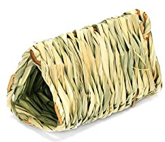 LUDAKE Natural Straw Hamsters Cage Tunnel House Pet Straw Nest Grass Bed Cage for Hamsters Hedgehogs Mouse Guinea-pigs