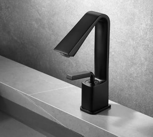 Grauer Wasserhahn Badezimmerwaschtisch, Unterbauwaschbecken, Warm- und Kaltwaschtischarmatur, schwarze Fase