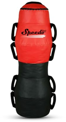 MMA Floor Grappling Dummy with Handles Ground and Pound Training Bag for UFC BJJ Punching Striving Throwing 120 CM - UNFILLED (Red Black, 120 CM)
