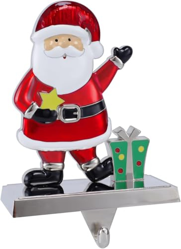 lamde Supporto per calze di Natale per caminetto, supporto per calza di Natale per camino, albero di Natale, gancio per mantello, calza di Natale, decorazione regalo (Babbo Natale)