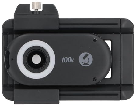 VBESTLIFE Telefon-Taschenmikroskop mit LED-Beleuchtung und Universalclip, Tragbare Digitale Mikroskop-Kameraaufsätze für Smartphones, CPL-Polarisationsfilter (100X)