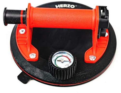 HERZO ventose 8 con manometro, sollevatore per vetro, capacità di carico sicura 100 kg, aspiratore per piastrelle, vetro, laminato