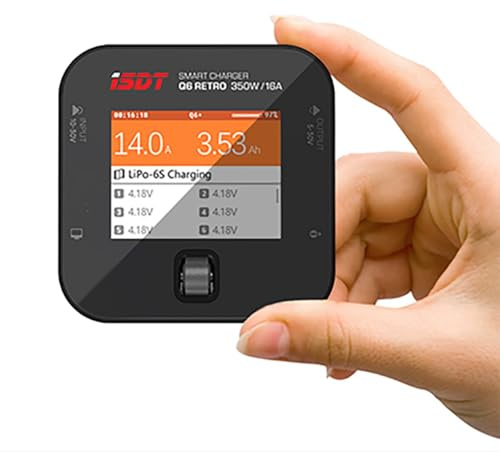 ISDT Q6 Retro 350 W 16 A DC Lipo Akku Balance Ladegerät Entlader für 2-6S Digital Akku Li-Po Li-Hv Li-Ion Li-Fe NiMH NI-Cd, mit LCD-Display, Telefonsteuerung