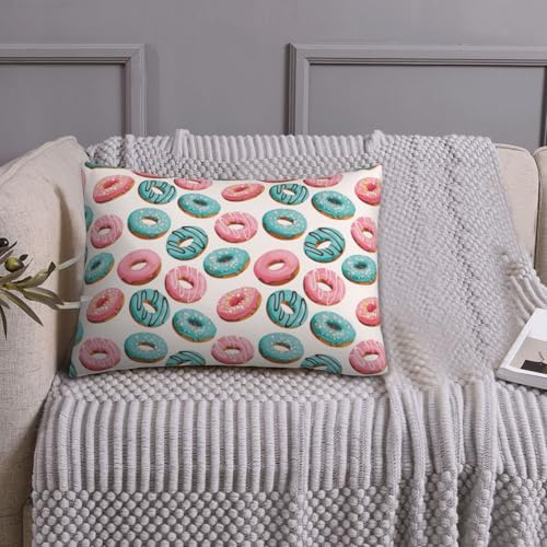 Federa per cuscino di dimensioni standard, stampa a ciambella rosa blu, super morbida, con cerniera, traspirante, resistente alle pieghe e alle macchie, 50,8 x 66 cm