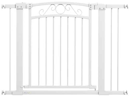 PawHut Barrera para Perros con Cierre Automático 76-104x77 cm Blanco
