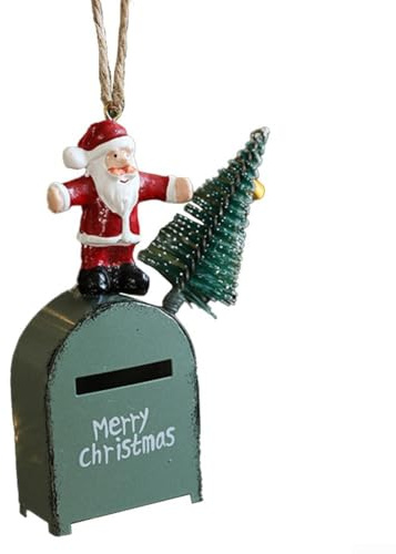 Affascinante ciondolo natalizio in resina con personaggi iconici delle festività per decorare alberi, finestre o pareti (verde)