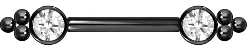 PIERCINGLINE Titan Barbell mit Push Fit KRISTALL + KUGELDREIECK Brustwarzenpiercing Nippelpiercing Farb & Größenauswahl