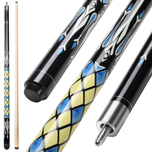 ASMPCUE Queue de Billard, 58 Pouces 19 Oz Pool Cue Stick Bâtons de Billard en Bois Dur de Pointes de 13 mm pour Joueur Professionnel de Billard