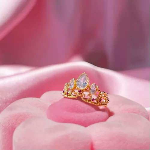 Anillos de Corona de Rapunzel Ajustables chapados en Oro para Bodas, Joyas Geek para Mujer, Oro