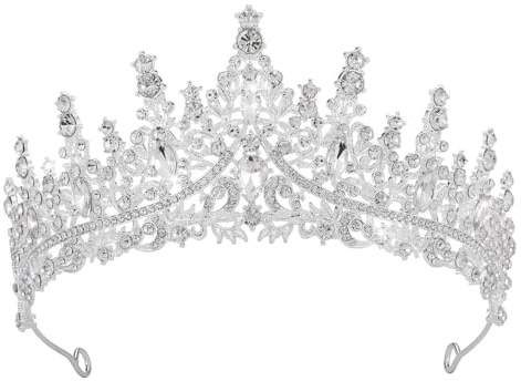 Silver Crystal Wedding Tiaras Women Tiara Bride Crowns Royal Queen Headband Princess Headpieces for Birthday Prom Pageant Graduate Costume Party Wedding Dress Accessories