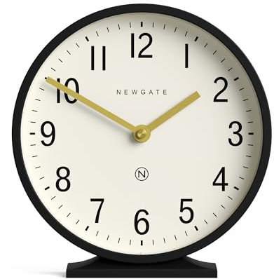 NEWGATE® Q Reloj de repisa | Reloj de repisa Redondo clásico Moderno | Negro | Estilo contemporáneo para la repisa de la Chimenea, el Escritorio, la Mesa, la estantería o la mesita de Noche