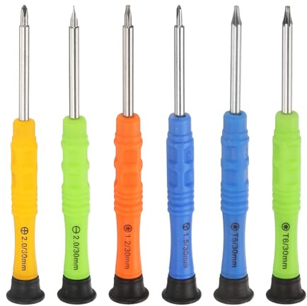 sourcing map 6pcs Small Screwdriver Set with 6 Size Phillips/Slotted/Torx/Five Star/Y-Type Screwdriver Head Repair Tool Kit for Small Appliances Repairs