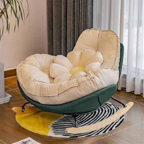 Moderner gepolsterter Schaukelstuhl, bequemer Loungesessel, stilvolles Liegesofa für Wohnzimmer & Schlafzimmer, gemütliche grüne Wippe, perfekt für Entspannung und Freizeit