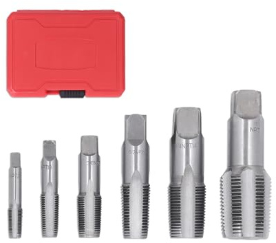 Set di 6 rubinetti NPT in acciaio al carbonio, kit di strumenti per maschiatura per tubi in PVC, filettatura manuale, per giunti per tubi dell'acqua, filettature accurate, filettature per tubi di