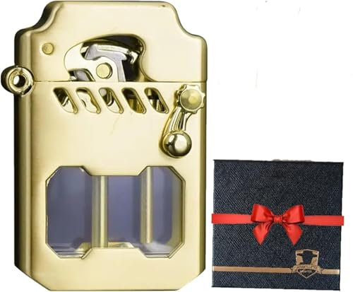 Mechero de petróleo vintage, de metal, basculante, de petróleo transparente con depósito de combustible transparente, adecuado para exteriores, viajes, camping, regalo para hombres