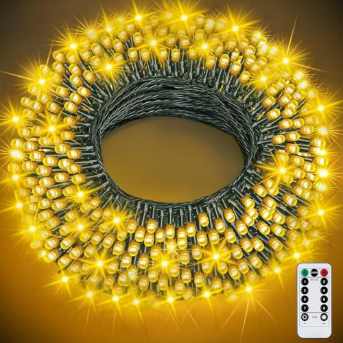ITMNMNL Guirlande Lumineuse 30M,300 LED Blanc Chaud Sapin de Noël 8 Modes de Minuterie Étanche Decoration Noel Exterieur et Interieur IP44 Fête Mariage Arbre Christmas,Nouvel An,Terrasse Fil Vert