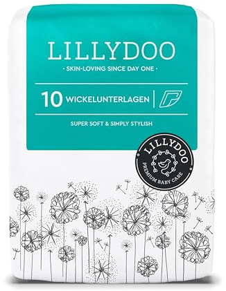 LILLYDOO hautfreundliche Baby Wickelunterlagen 60x 60 cm, 10 Stück | Weich, Ohne Parfüme & Lotionen für empfindliche Haut, Dermatologisch getestet