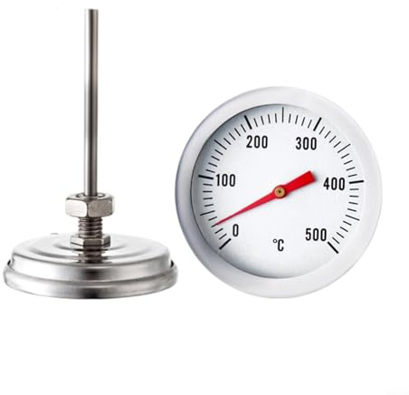 HEIBTENY Termometro da forno in acciaio inox con sensore lungo 70 mm per un accurato monitoraggio della temperatura in forni a legna per pizza, pietra, griglia camera di cottura misurazione del calore