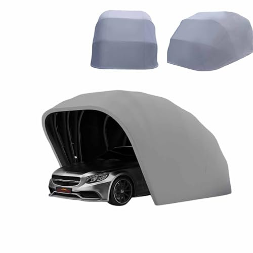 Toldo retráctil Plegable para Coche, cochera de Acero Inoxidable con Cerradura de combinación metálica, Garaje portátil Resistente, para Aparcamiento de Camiones(Gray,5.9x2.5x2.45m)
