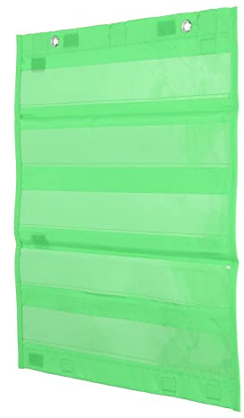 XUMIUZIY Grafico Tascabile con Calendario Magnetico, 5 Righe, Tasche Trasparenti Come Aiuto Visivo in Classe per i Bambini, per L'apprendimento a Casa, Materiale in Poliestere PVC (GREEN)