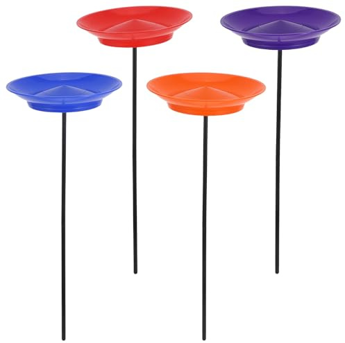 OFFSCH Juego de 4 Platos de plástico de Circo con Palo - Juego de Platos para Malabares - Accesorio Giratorio para espectáculos - Ideal para sensoriales, Funciones Escolares y Entretenimiento