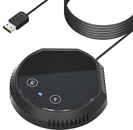 Microfono vivavoce da conferenza USB desktop 360 a condensatore omnidirezionale Plug Play PC Computer Mic Supporto BT Speaker Touch Sensor Pulsanti Funzione mute Compatibile con Windows Mac