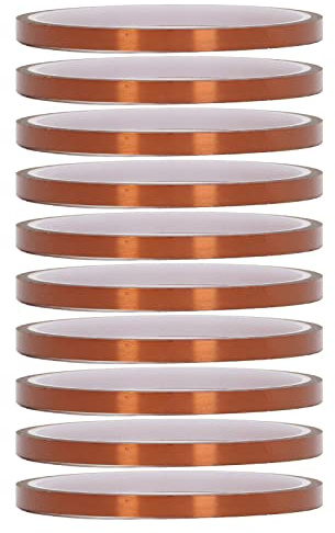 NUMNBE Cinta de Poliéster de Alta Temperatura 10PCS, Adhesiva Aislante Oscura 5mm para Transformador - Resistente al Calor Hasta 300℃, Adhesión Fuerte y Sin Residuos, Uso en Circuitos y (5mm)