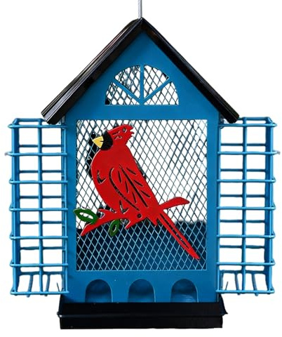 Comederos para pájaros a Prueba de Ardillas, estación de alimentación de Jaula de Doble, para observación de Aves al Aire Libre, de Metal y Resistente, Accesorio para Vida Silve