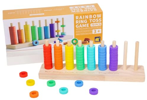Jukeoiu Stapelturm Holz, Rainbow Stacker, Buntes Farbe Lernspielzeug Regenbogenring Spiel, Stapelspielzeug Für Babys Und Kinder