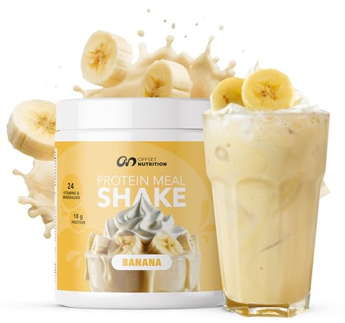 OFFSET Nutrition Protein Abnehm Shake Banana [nur 210 KCAL pro Shake] - 14 Portionen | Mahlzeitersatz | Diät Shake mit 24 Vitaminen & Mineralien | Glutenfreie Trinkmahlzeit