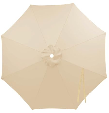 Telo di Ricambio per Ombrellone da Giardino e Spiaggia 2m-4m, Copertura di Ricambio per 8 Stecche, Baldacchino Impermeabile Anti UV, Solo Tettoia per Patio e Tavolo(Beige,2m/6.6FT)