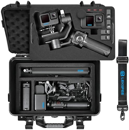 LEKUFEE Maleta Rígido de Transporte Impermeable para GoPro Fluid Pro AI - Estabilizador, cámaras GoPro Hero 13/12/11/10/9, Media Mod y Otros Accesorios (Solo Estuche)
