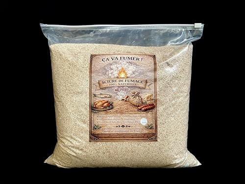 Sciure de fumage 2KG 100% Hêtre - Sac à curseur refermable - Granulométrie de 0,5 à 1mm pour fumage à froid et à chaud - Adaptée aux barbecues, générateurs et fumoirs