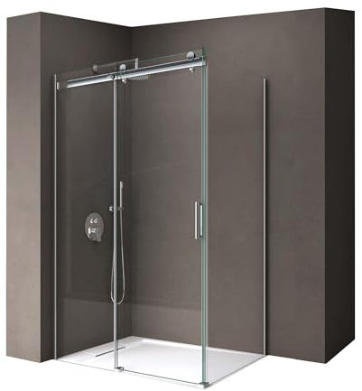 doporro Duschkabine 70x120x195cm Duschabtrennung mit Schiebetür inkl. Duschtasse in Weiß ESG-Sicherheitsglas Klarglas inkl. beidseitiger Easy-Clean-Beschichtung Ravenna17