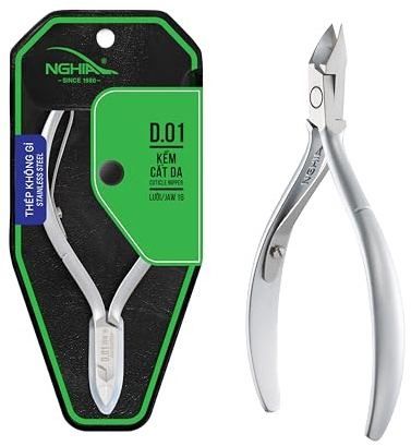 NGHIA Cuticle Nipper - D-01 JAW 16 | Stainless Steel | Durable and Sharp | Ergonomic Design | Grey Plated | Ideal for Salons and Home Use