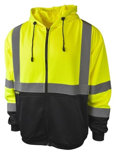 Radians SJ01B-3ZGS Class 3 Hooded Sweatshirt- Hi-Viz X-Large, Green