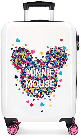 Disney Minnie Magic Kabinenkoffer Weiß 37x55x20 cms Hartschalen ABS Kombinationsschloss 33L 2,8Kgs 4 Doppelräder Handgepäck