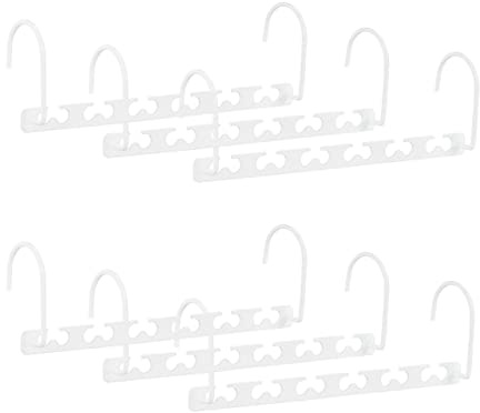 Relaxdays, weiß Metall Raumsparbügel 6er Set, drehbare Haken, Organizer für 6 Bügel, platzsparender Multibügel, 26 cm | Organizer für 6 Bügel, platzsparender Multibügel, 26 cm