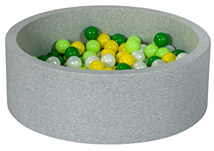 Velinda Bällebad Ballpool Kugelbad Bällchenbad Bällchenpool Kinder Pool mit 200 Bällen (Farbe der Bälle: perlweiß, gelb, grün, hellgrün)