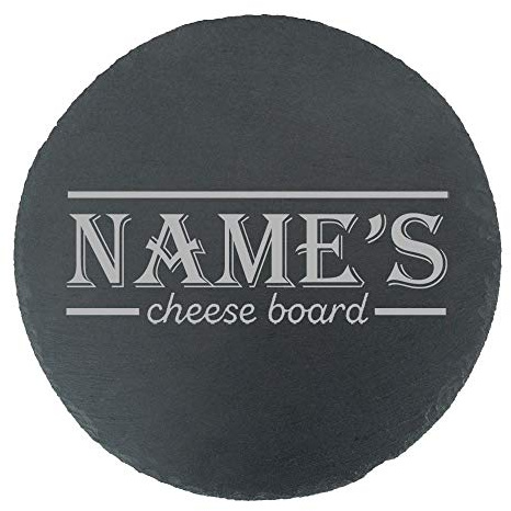 Personalised Engraved Round Slate Cheeseboard with Name's Cheeseboard with Border Design, Personalise with Any Name, Perfect for Any Cheese Lover for Any Occasion