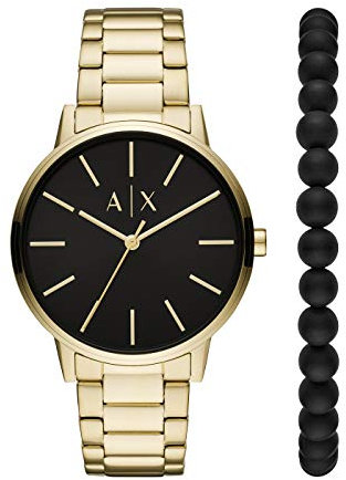 Armani Exchange Watch for Men, Three Hand Movement, 42 mm Gold Stainless Steel Case with a Stainless Steel Strap, AX7119