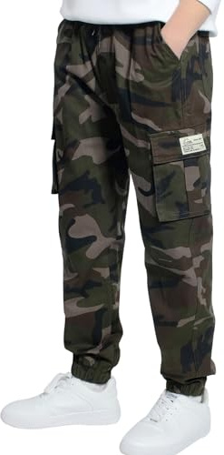LAUSONS Pantalones Cargo Niños Chándal Joggers Pantalon Camuflados Verde Camuflaje 13-14 años