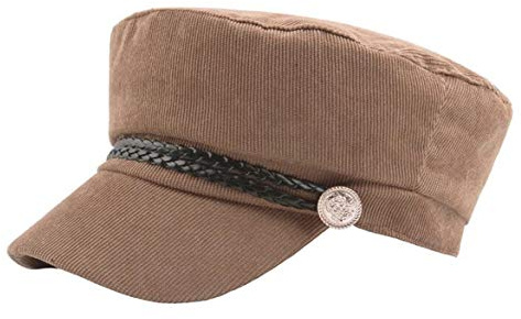 Kord Militärmütze Damen Herren Retro Schirmmütze Cord Flatcap mit Kordel