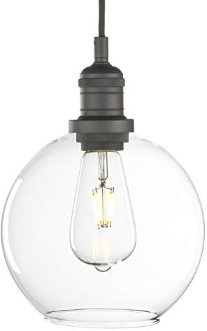 Phansthy Kugel Klar Glas, Vintage Industrie Hängeleuchte Loft-Pendelleuchte Hängelampen Schicke schlichte Hängeleuchte Pendelleuchten Industrie Style (Schwarz Farbe)
