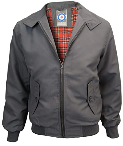 Location Tartan Lining Harrington Jacket (Heather Grey, XL 46-48)