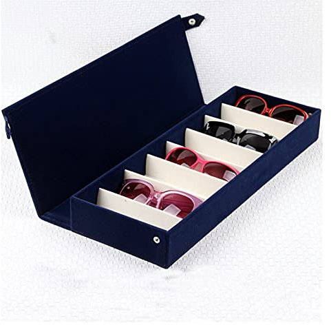 TOMYEUS Brillenständer Gläser Samt Aufbewahrungsanzeige Gläser Fall 8 Slot Grids Brillen Sonnenbrille Gitterständer Fall Kasten Halter Brille Organizer Brillenhalter (Color : Navy Blue)
